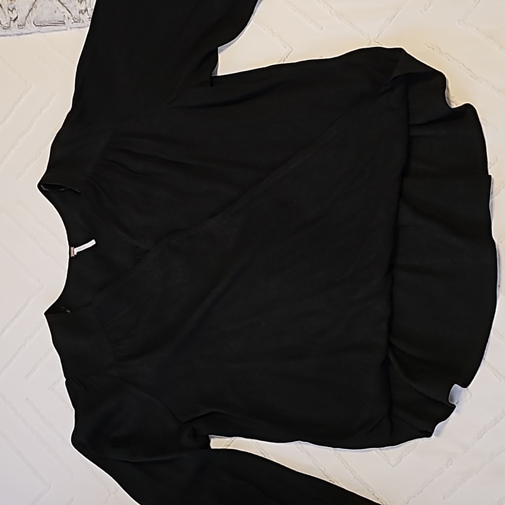Free People Black Wrap Flowy Tunic Top Size L - Picture 3 of 7